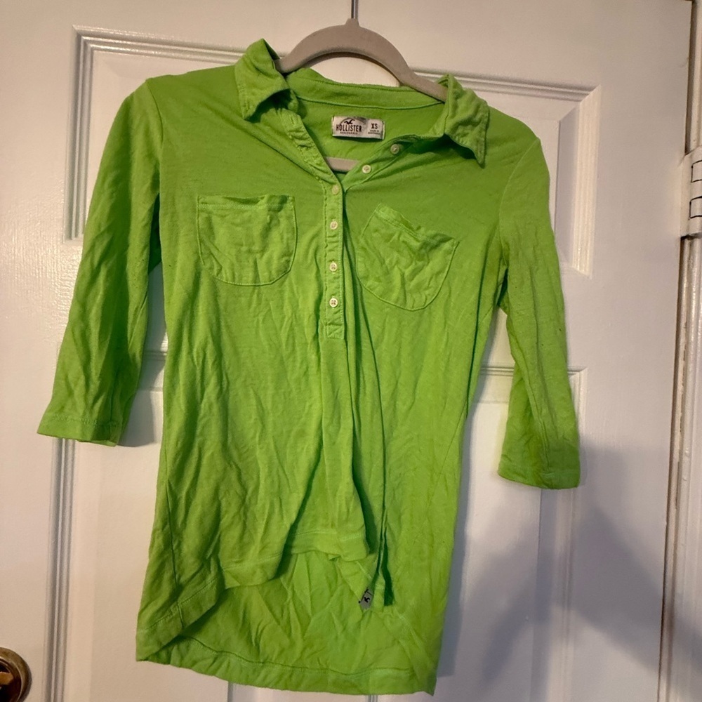 Hollister Lime Green Button-Up Top